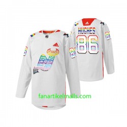 New Jersey Devils Trikot Jack Hughes 86 Adidas 2022 Pride Night LGBTQ Weiß Authentic New Jersey Devils Trikot Jack Hughes 86 Adidas 2022 Pride Night LGBTQ Weiß Authentic