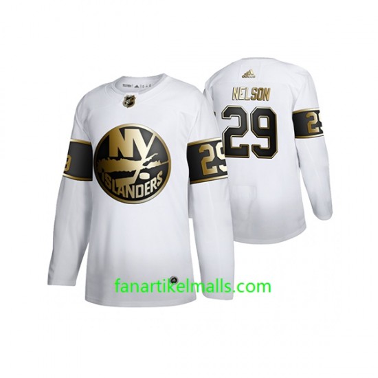 New York Islanders Trikot Brock Nelson 29 Adidas 2019-20 Weiß Golden Edition Authentic