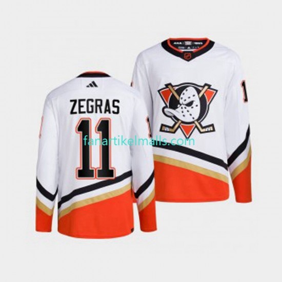 Anaheim Ducks Trikot Trevor Zegras 11 Adidas 2022-23 Reverse Retro Weiß Authentic
