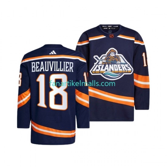 New York Islanders Trikot ANTHONY BEAUVILLIER 18 Adidas 2022-23 Reverse Retro Marineblau Authentic