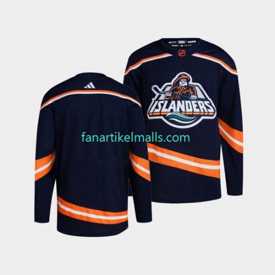 New York Islanders Trikot Blank Adidas 2022-23 Reverse Retro Marineblau Authentic