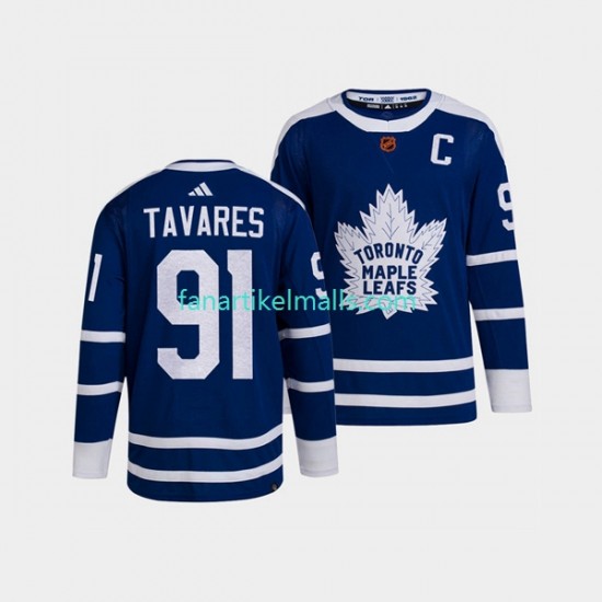 Toronto Maple Leafs Trikot John Tavares 91 Adidas 2022 Reverse Retro Blau Authentic